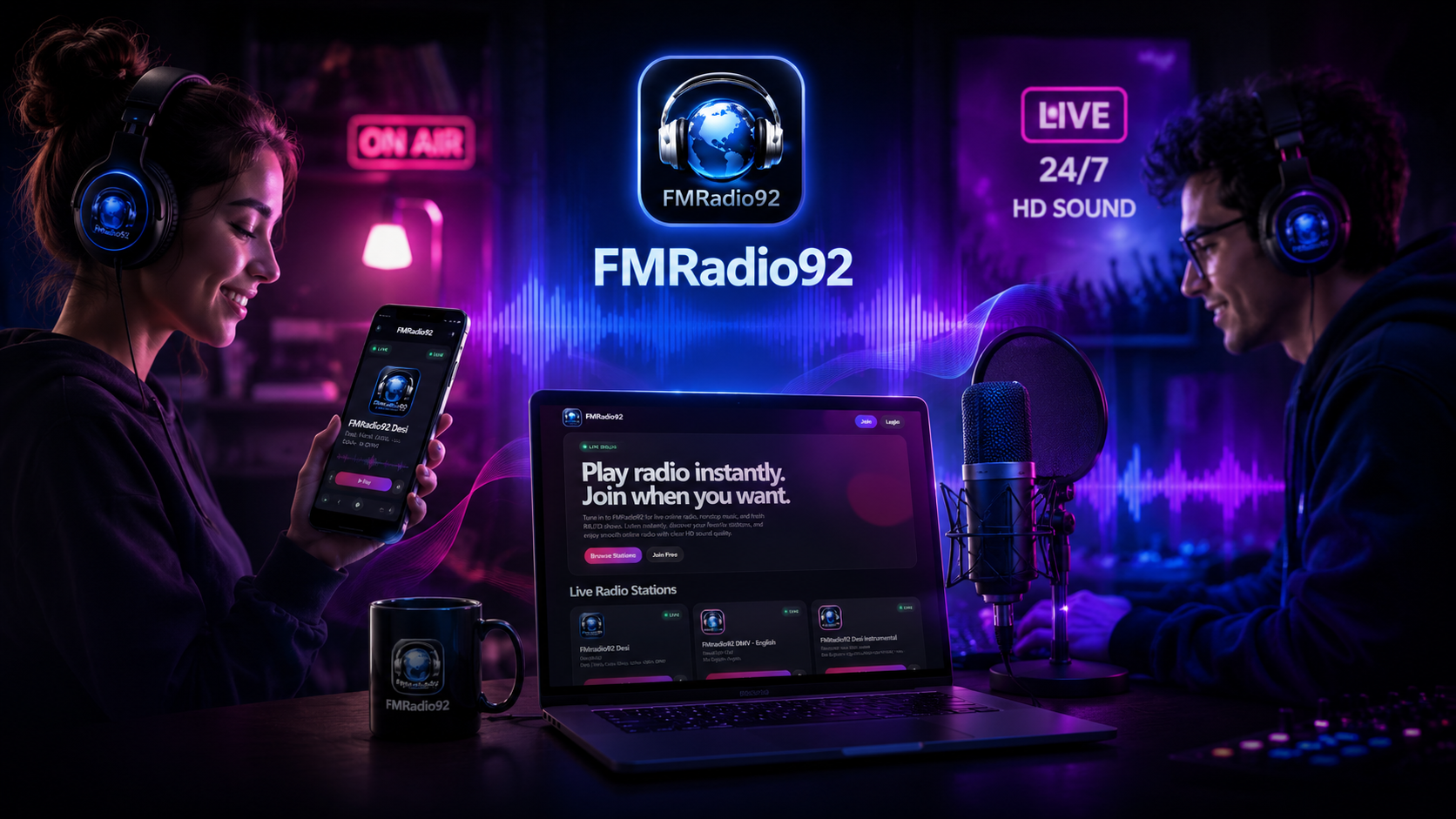 FMRadio92 live online radio app with listeners enjoying HD streaming
